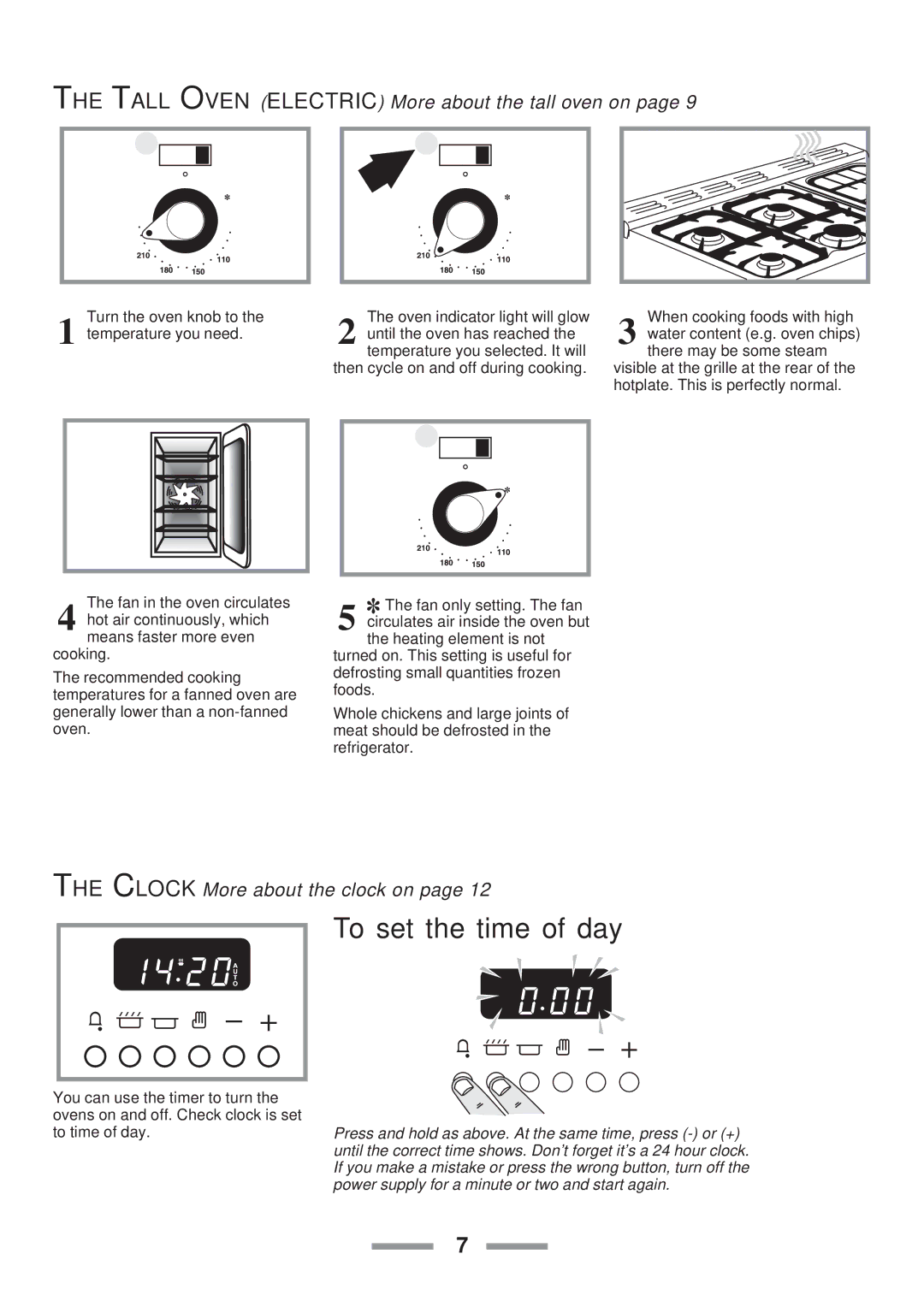 Rangemaster Toledo 90 Gas installation instructions To set the time of day 