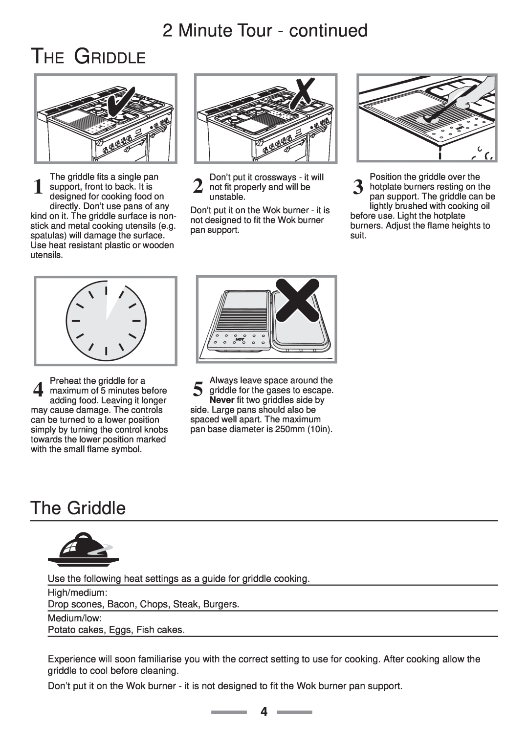 Rangemaster Toledo 90 Gas installation instructions Minute Tour - continued, The Griddle 
