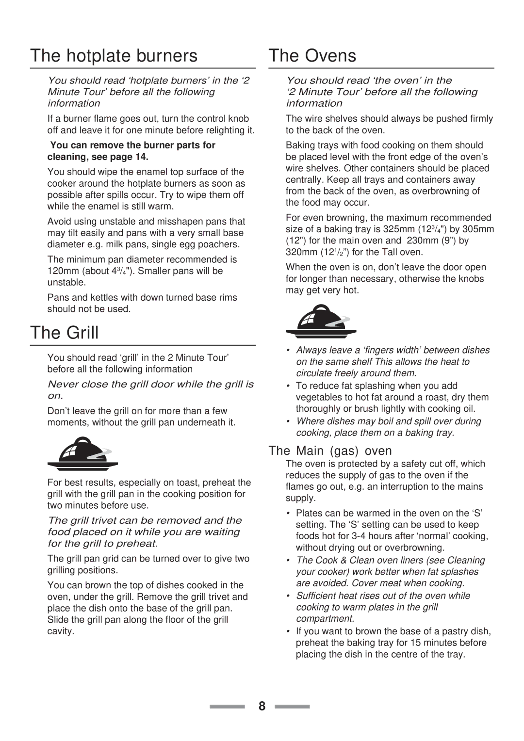 Rangemaster U1 215 02 installation instructions Hotplate burners Ovens, Grill, Main gas oven 