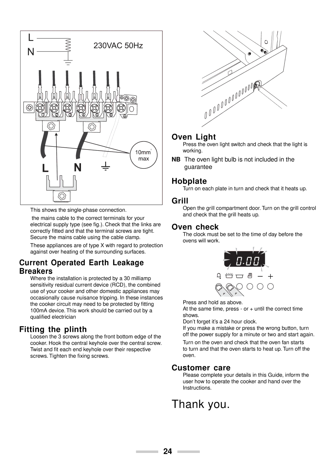 Rangemaster U102210-04 manual Thank you 