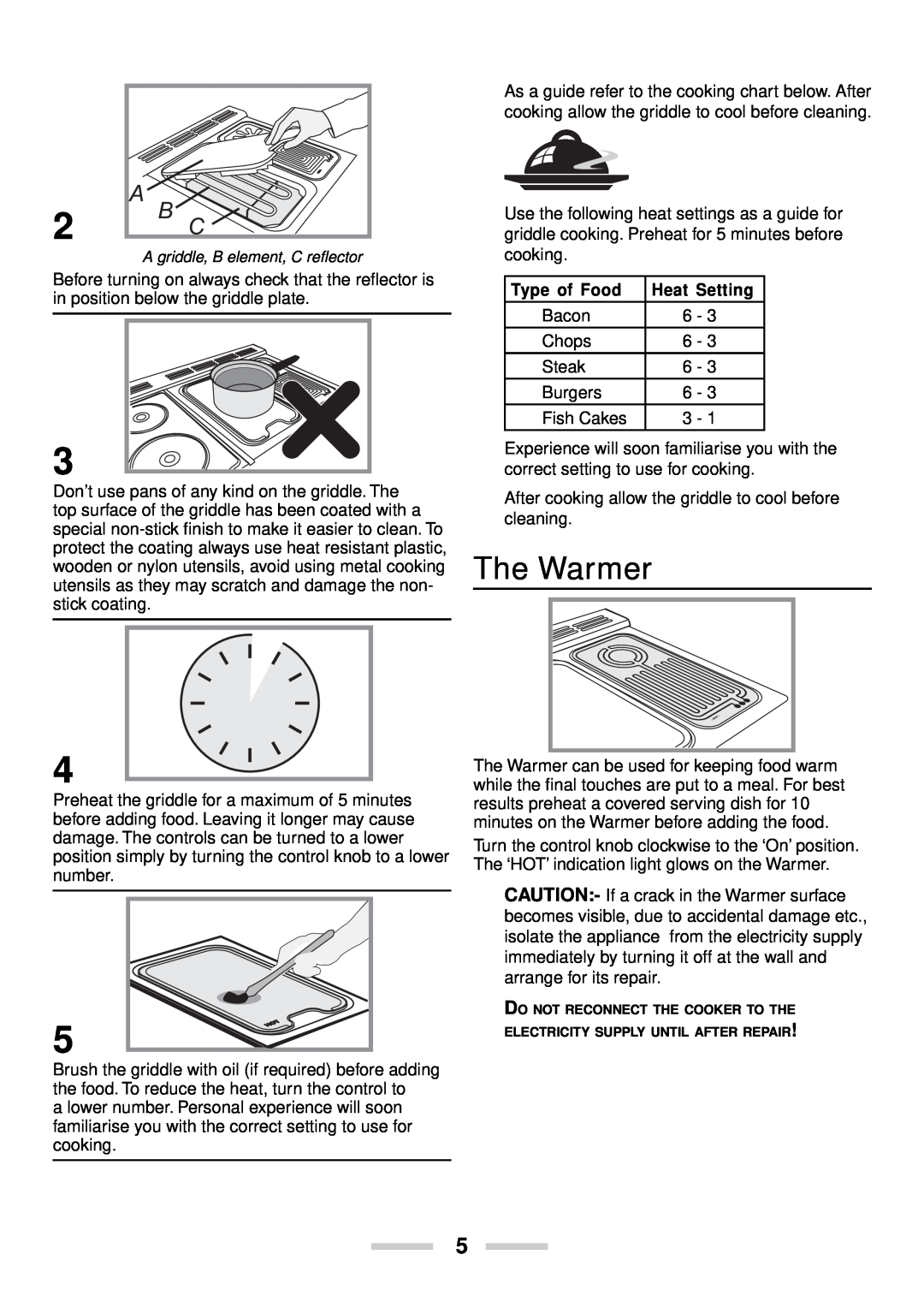 Rangemaster U102210-04 manual The Warmer, Type of Food, Heat Setting 