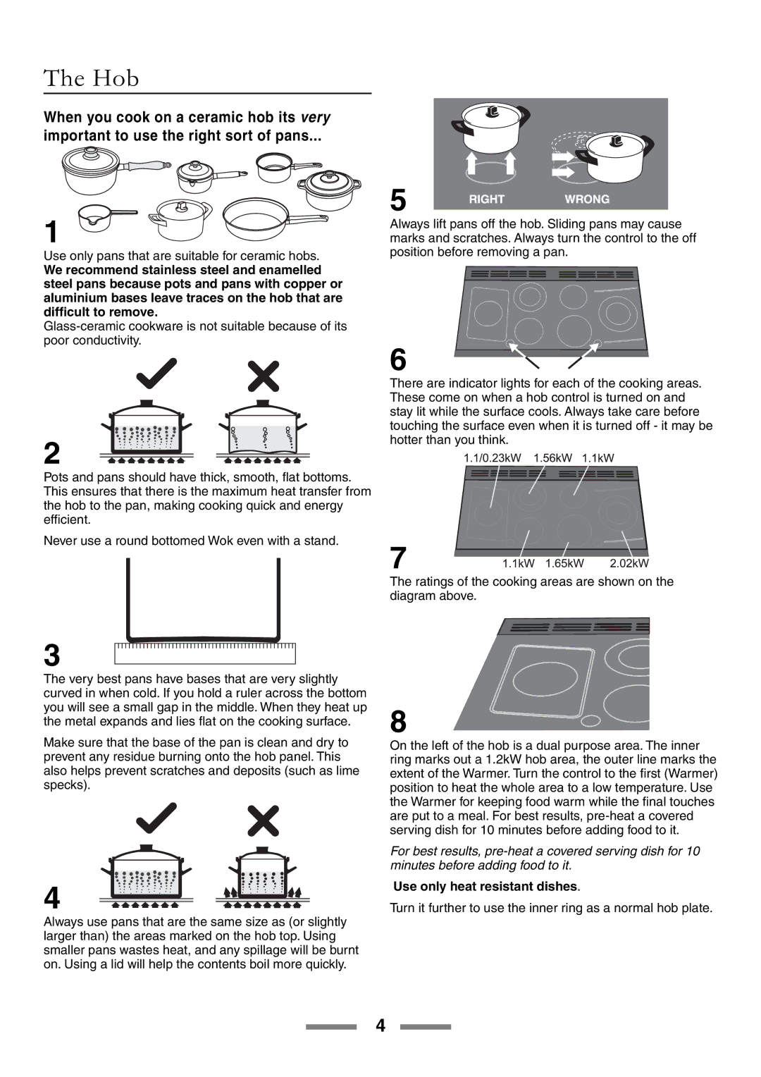 Rangemaster U105510-01 manual Hob, Use only heat resistant dishes 