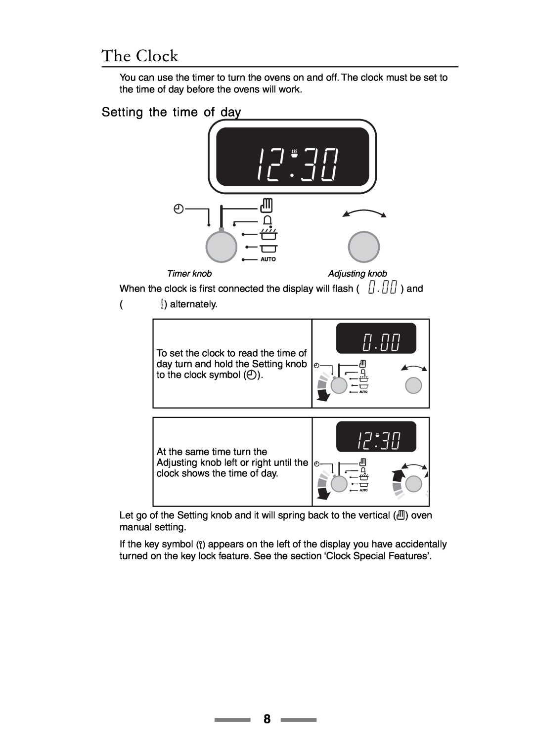 Rangemaster U105510-01 manual The Clock, Setting the time of day 