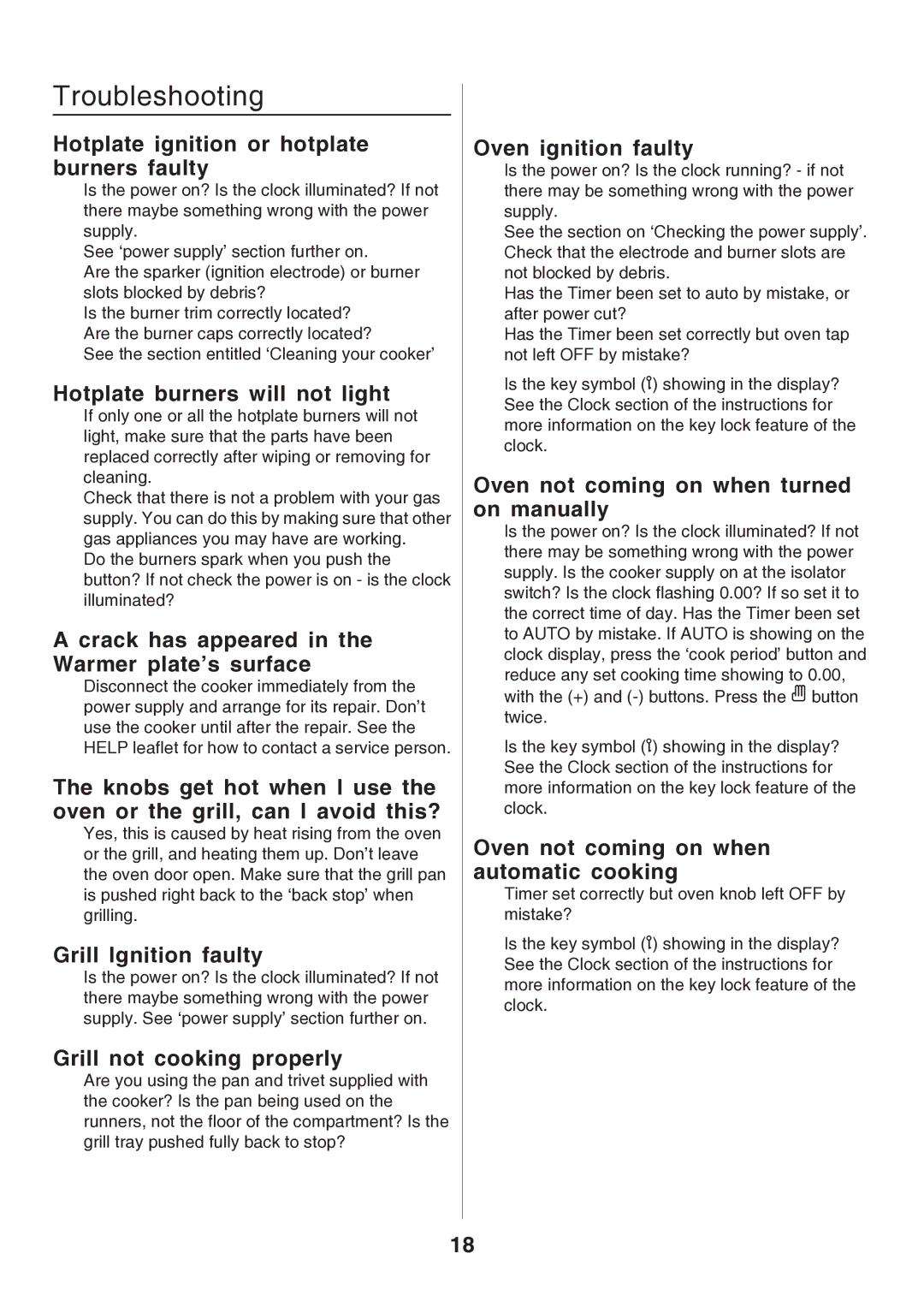 Rangemaster U106140-05 manual Troubleshooting 