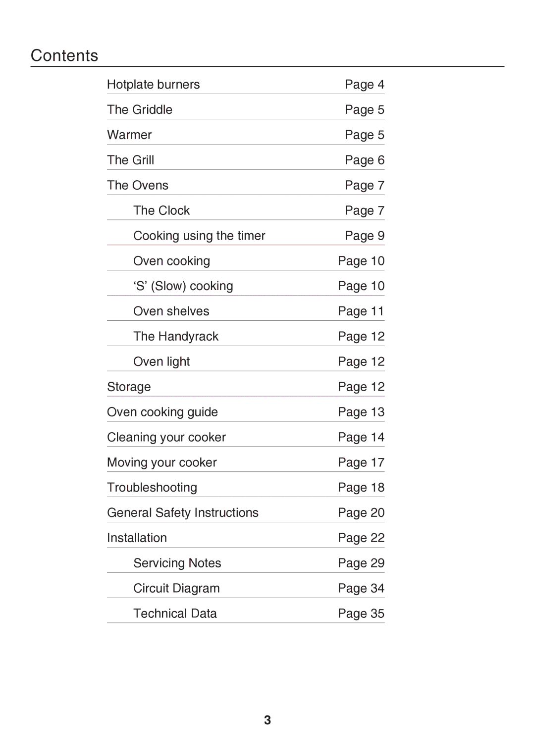 Rangemaster U106140-05 manual Contents 