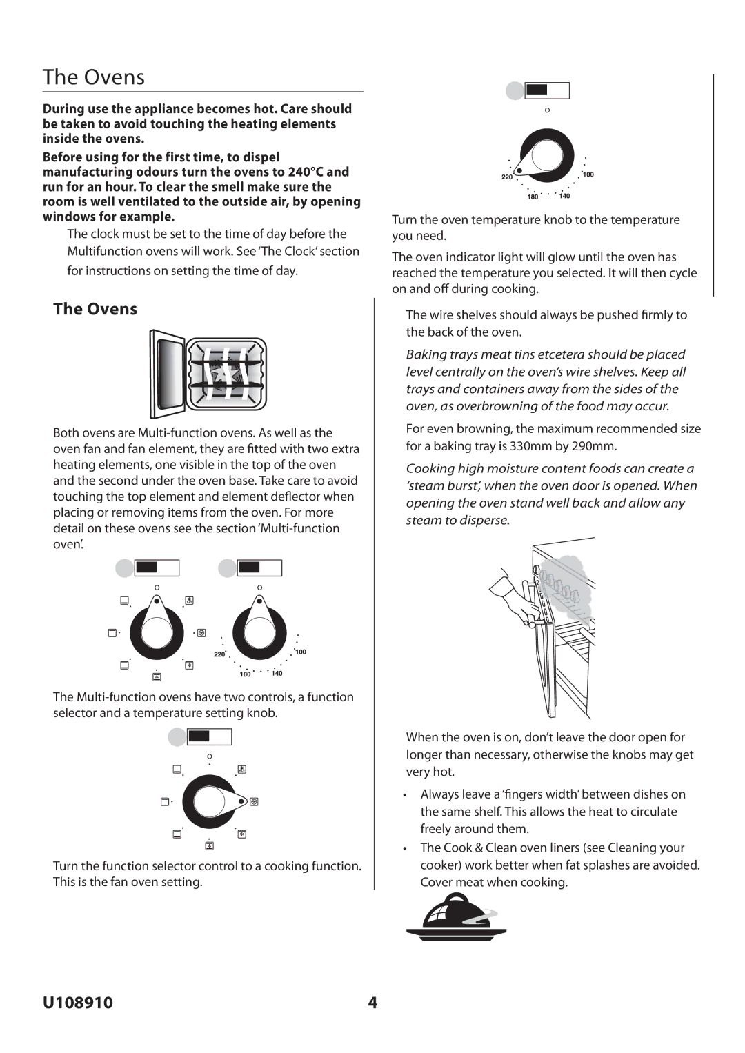 Rangemaster U108910-01 manual Ovens 