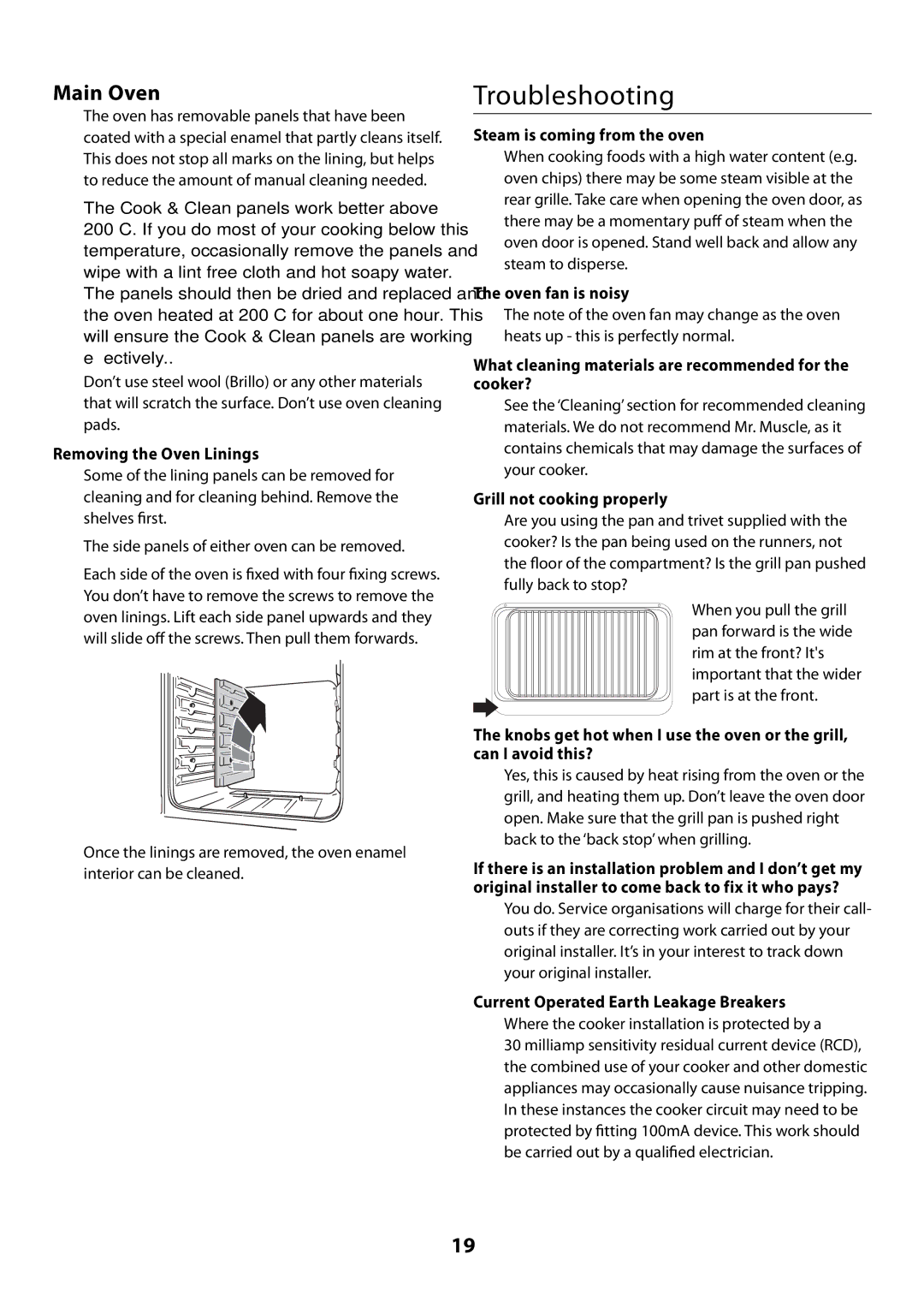 Rangemaster U109300 - 01 manual Troubleshooting, Main Oven 