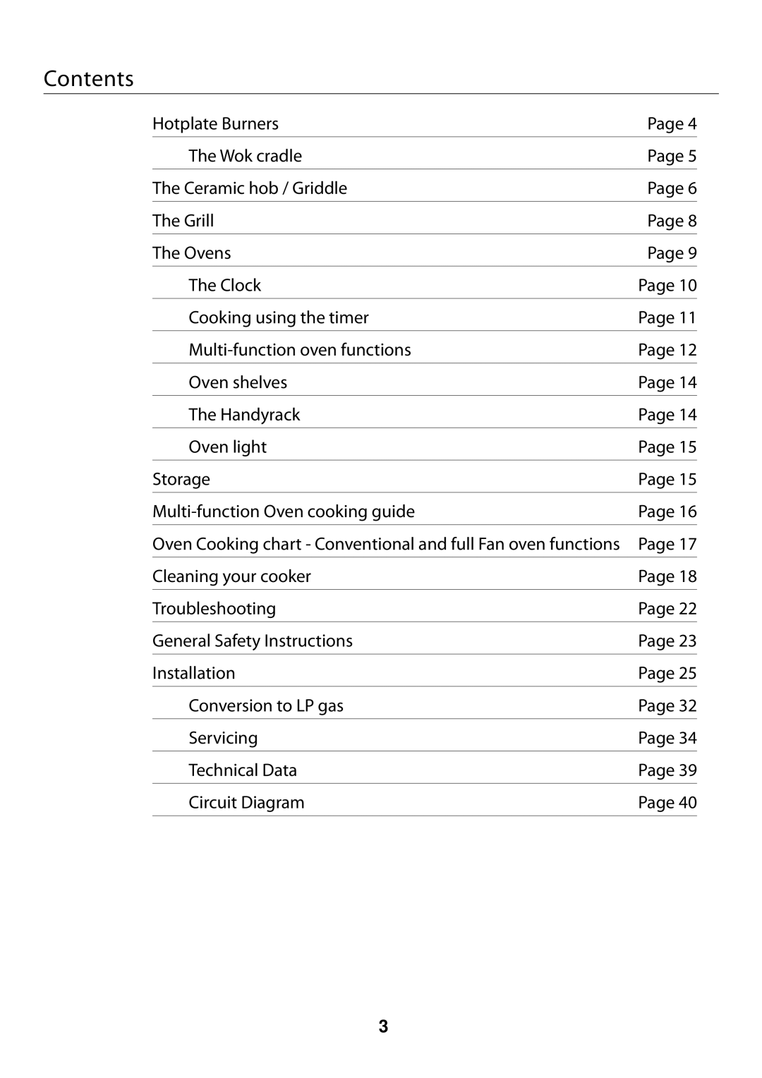 Rangemaster U109300 - 01 manual Contents 