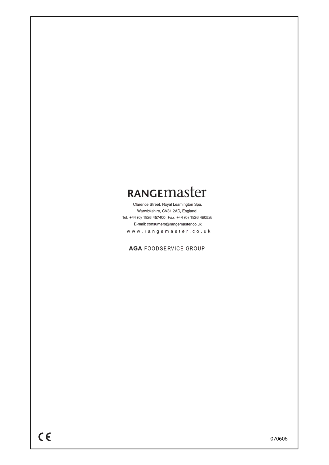 Rangemaster U109300 - 01 manual 070606 