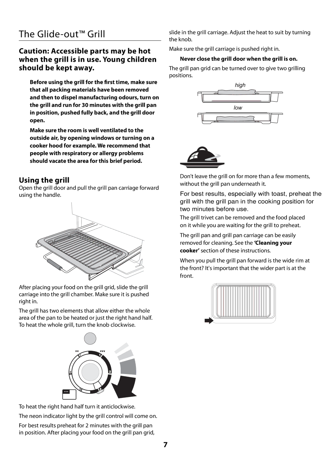 Rangemaster U109300 - 01 manual Glide-out Grill, Using the grill 