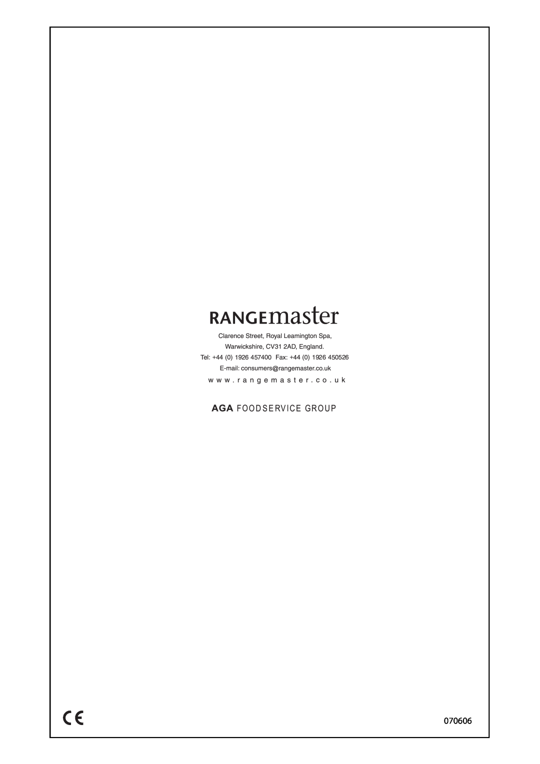 Rangemaster U109300 - 01 manual 