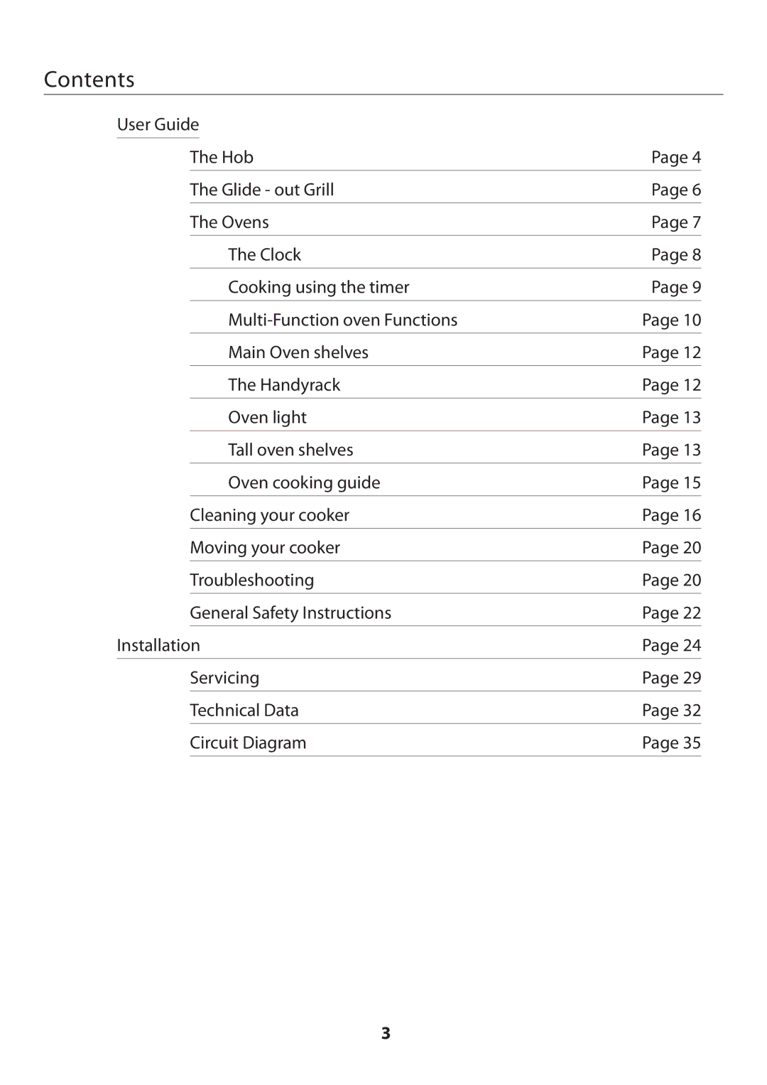 Rangemaster U109360 - 01 manual Contents 