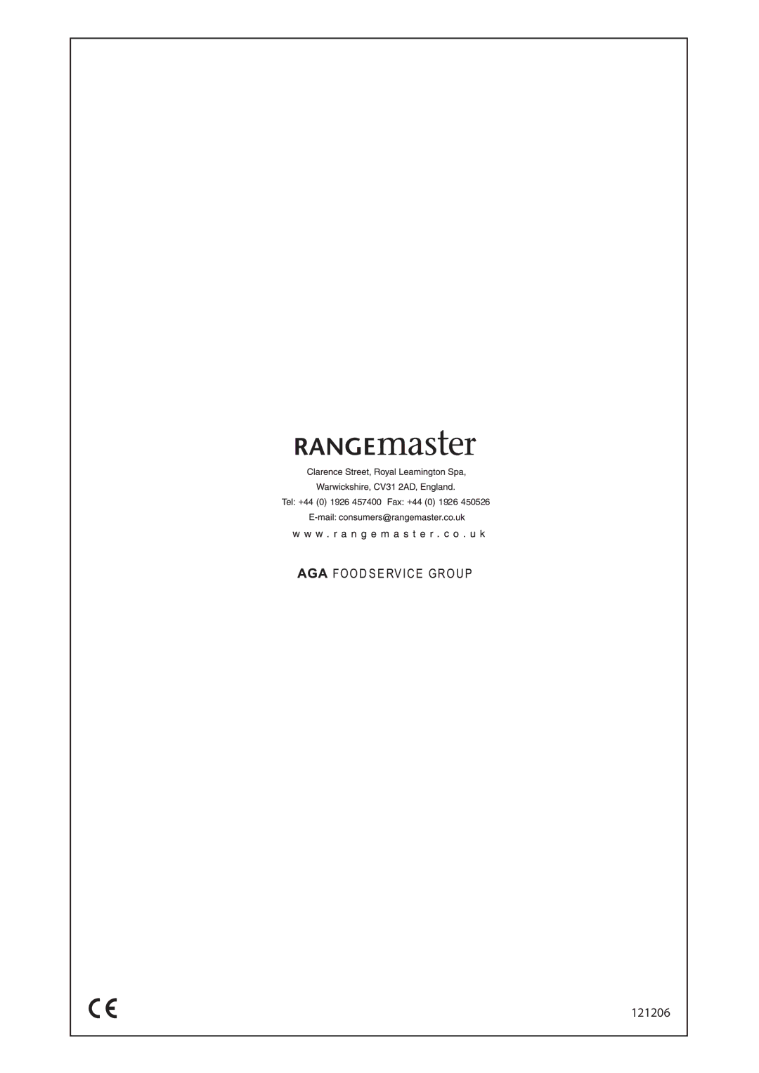 Rangemaster U109360 - 01 manual 121206 