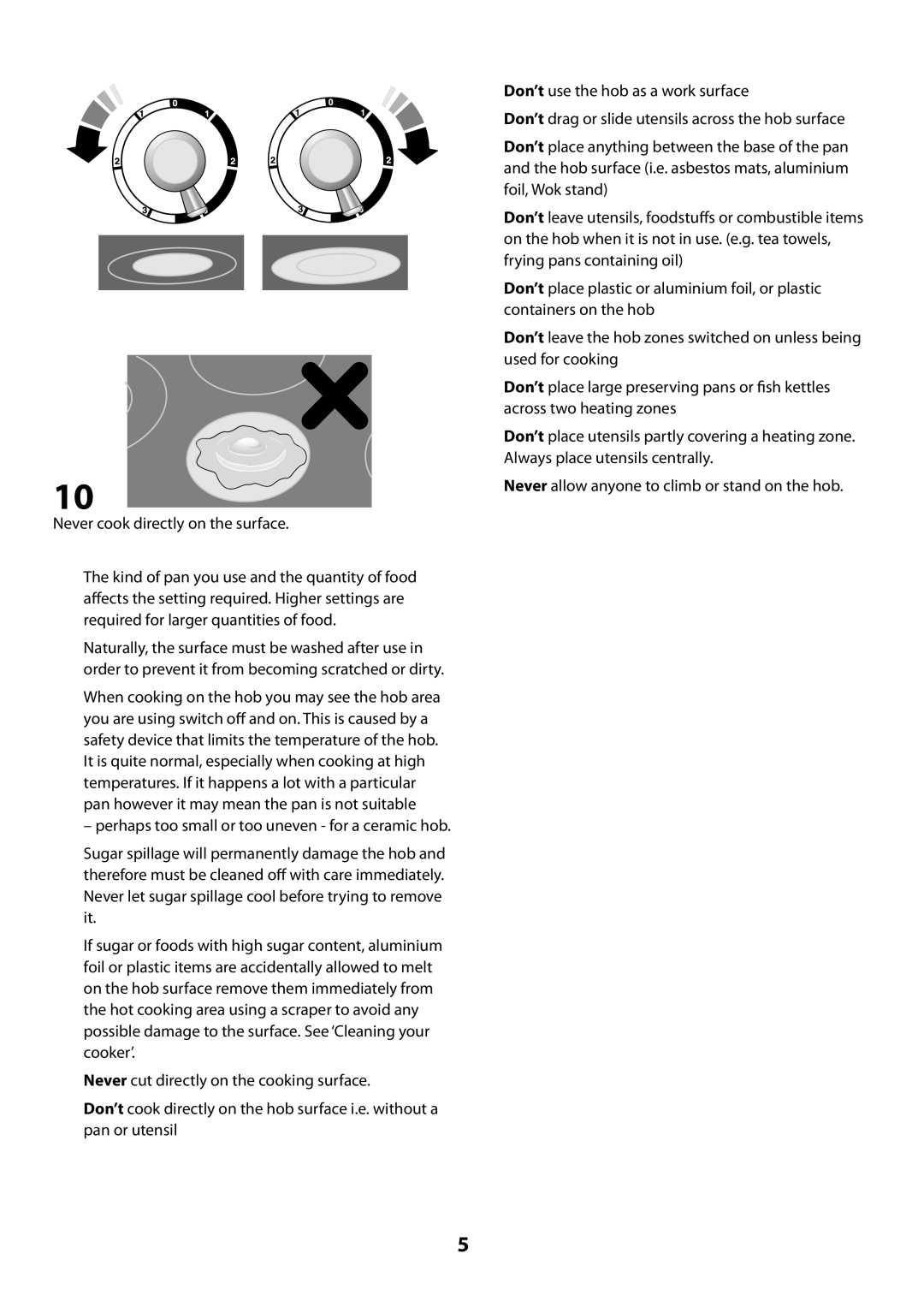 Rangemaster U109360 - 01 manual Never cook directly on the surface 