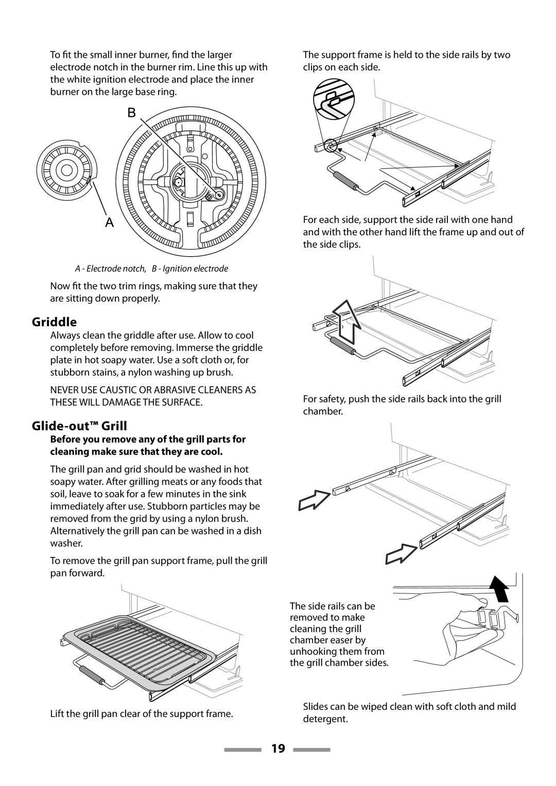 Rangemaster U109600-02 manual Griddle, Glide-out Grill 