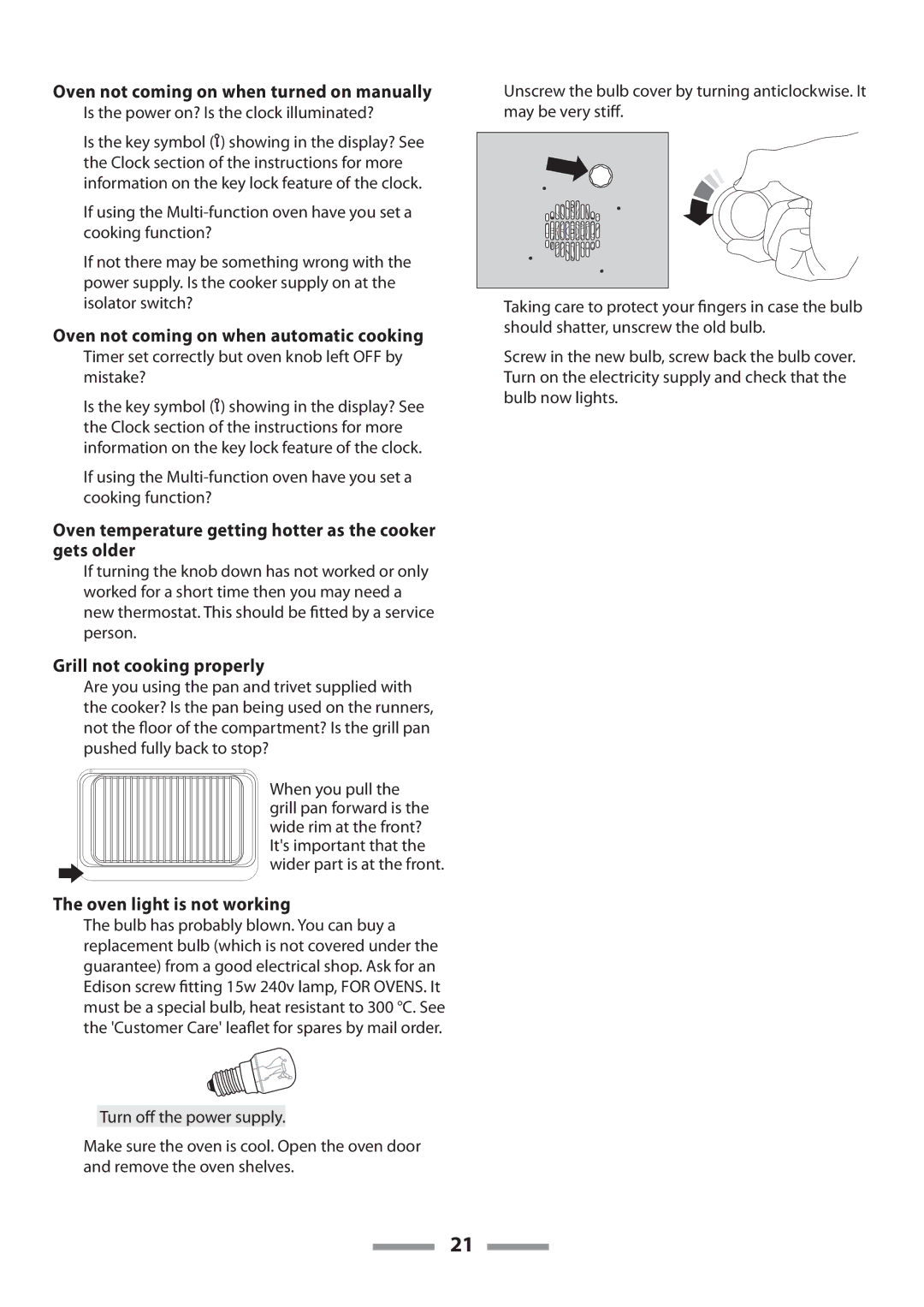 Rangemaster U109650-02 Oven not coming on when turned on manually, Oven not coming on when automatic cooking 