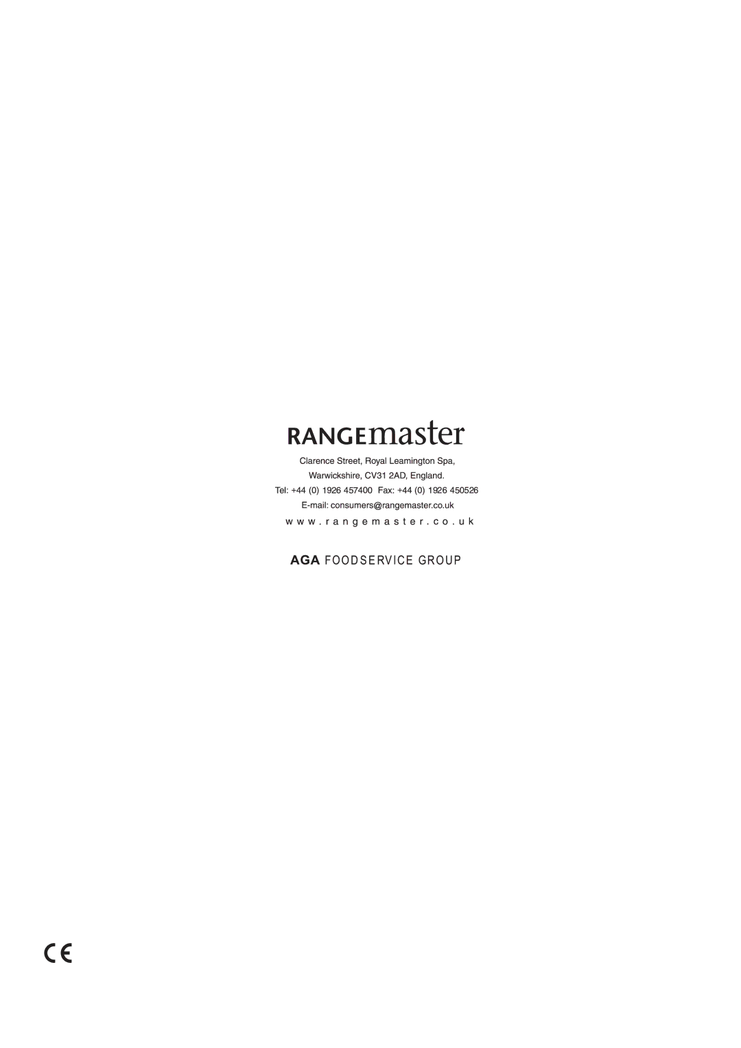 Rangemaster U109650-02 manual 