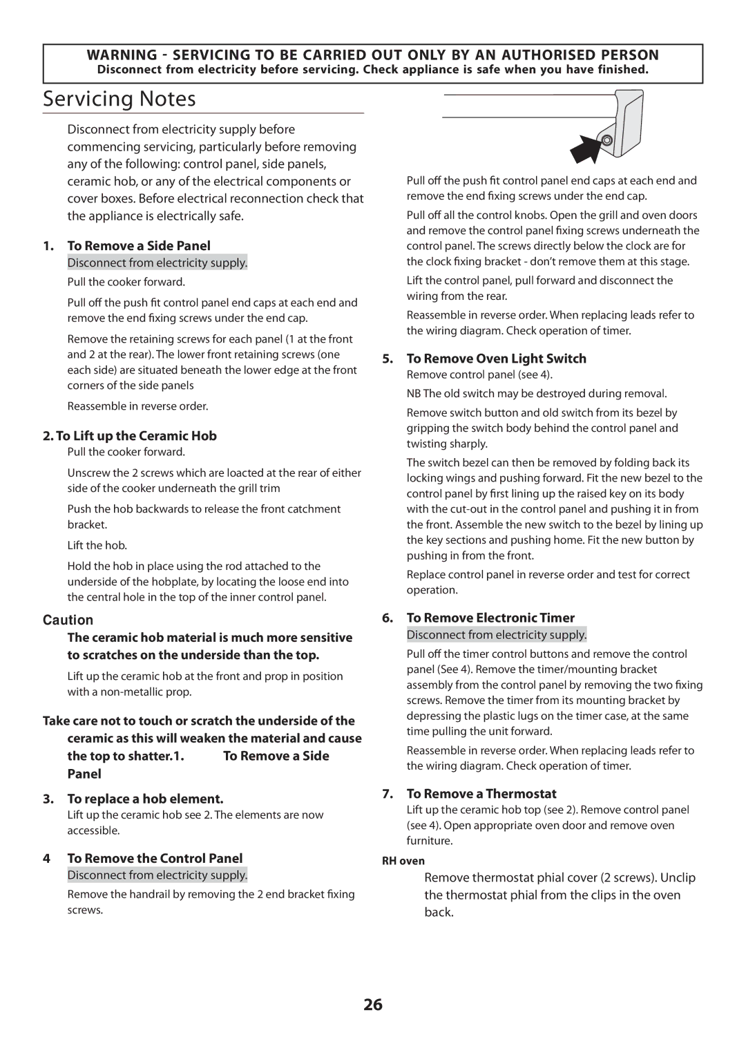 Rangemaster U109720 - 01 manual Servicing Notes 