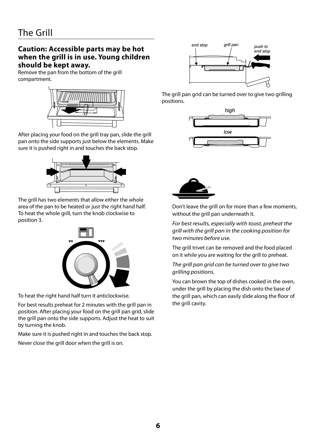 Rangemaster U109720 - 01 manual The Grill, The grill pan grid can be turned over to give two grilling positions 