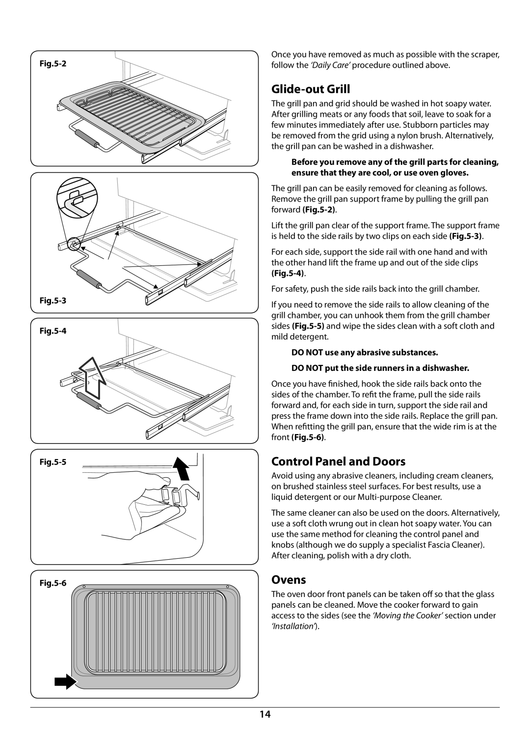 Rangemaster U109941 - 02 manual Glide-out Grill, Control Panel and Doors 