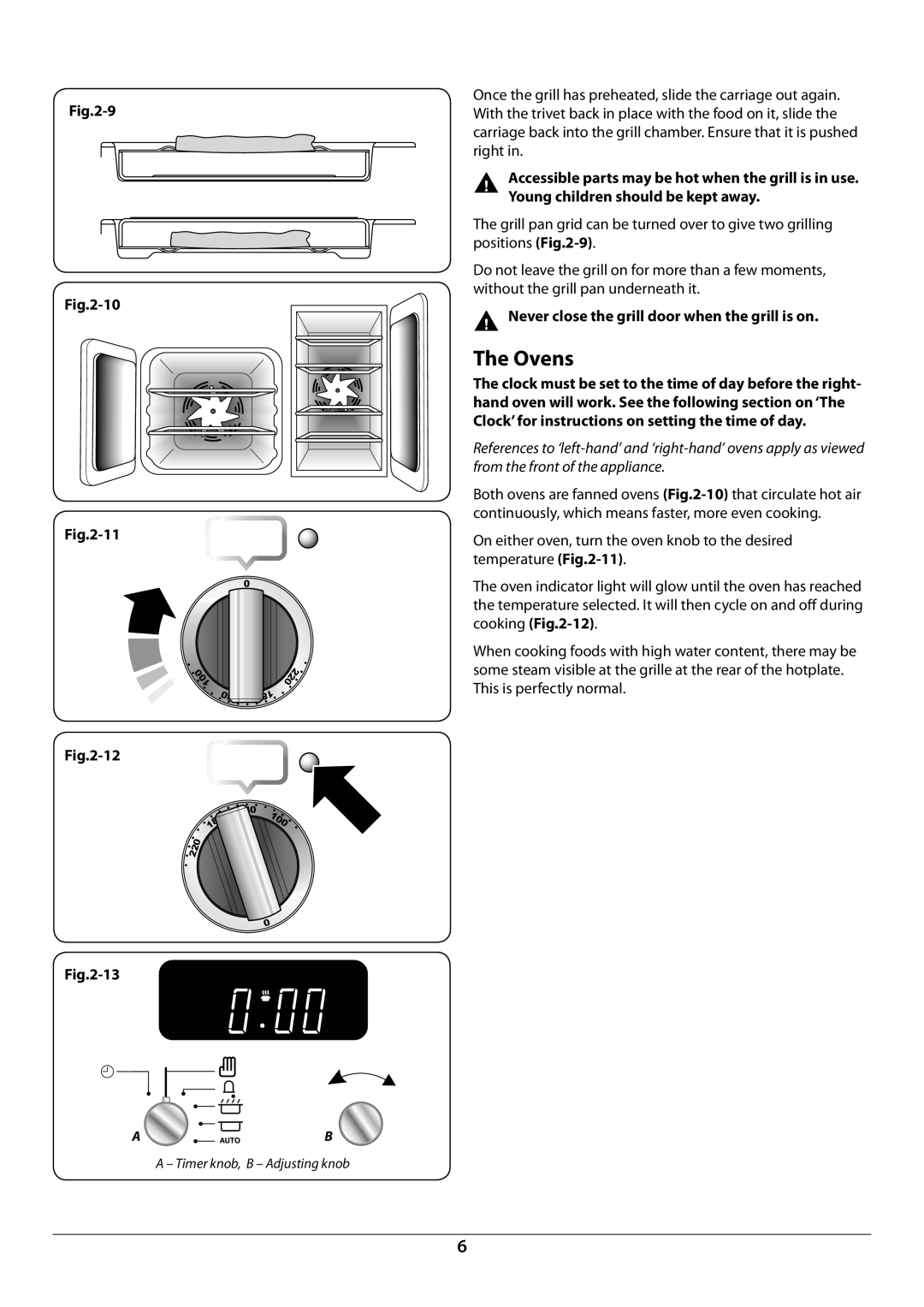 Rangemaster U109941 - 02 manual Ovens,  Never close the grill door when the grill is on 