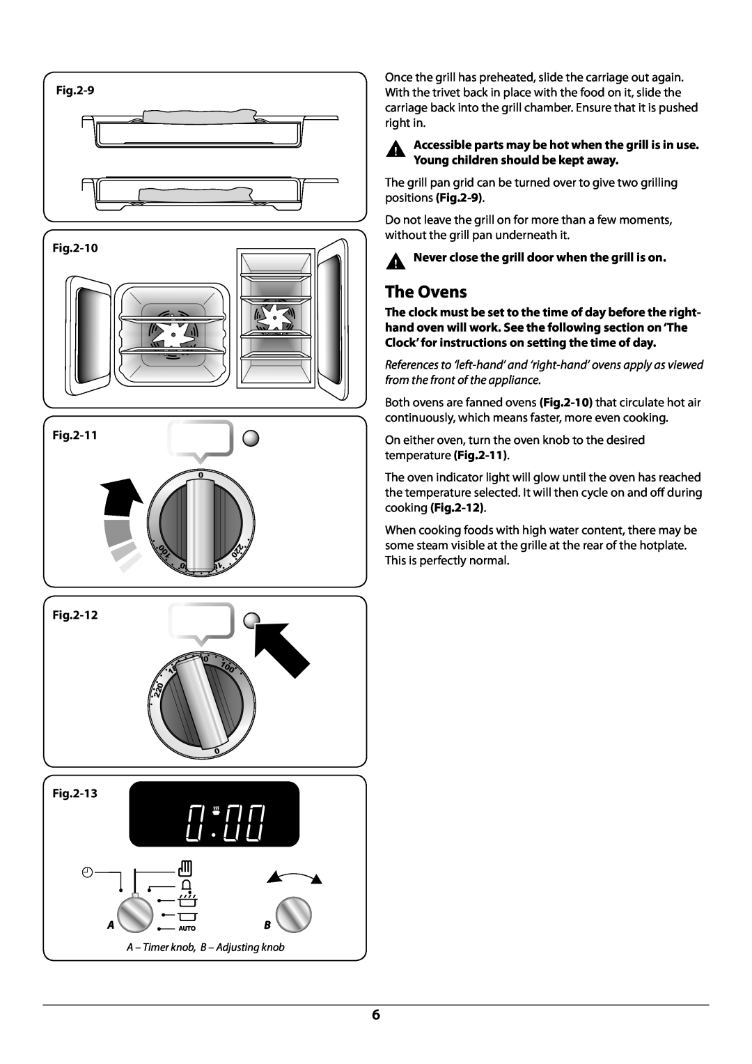 Rangemaster U109941 - 02 manual The Ovens, 11, 12, 13,  Never close the grill door when the grill is on 