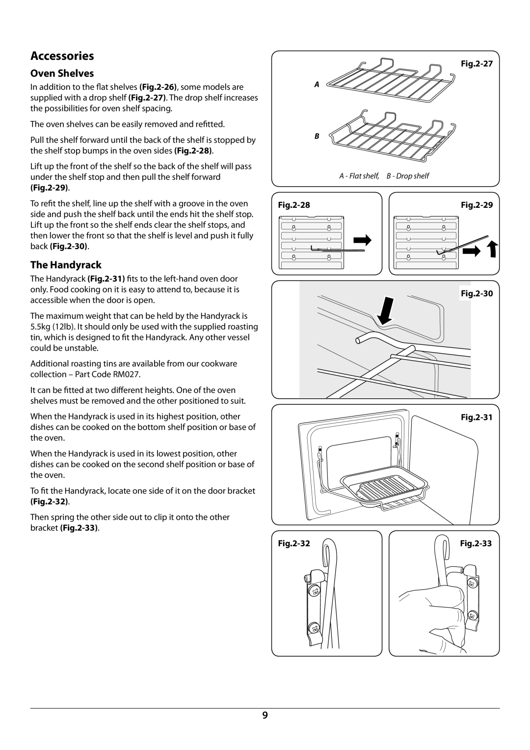 Rangemaster U109948 - 04 manual Accessories, Oven Shelves, Handyrack 