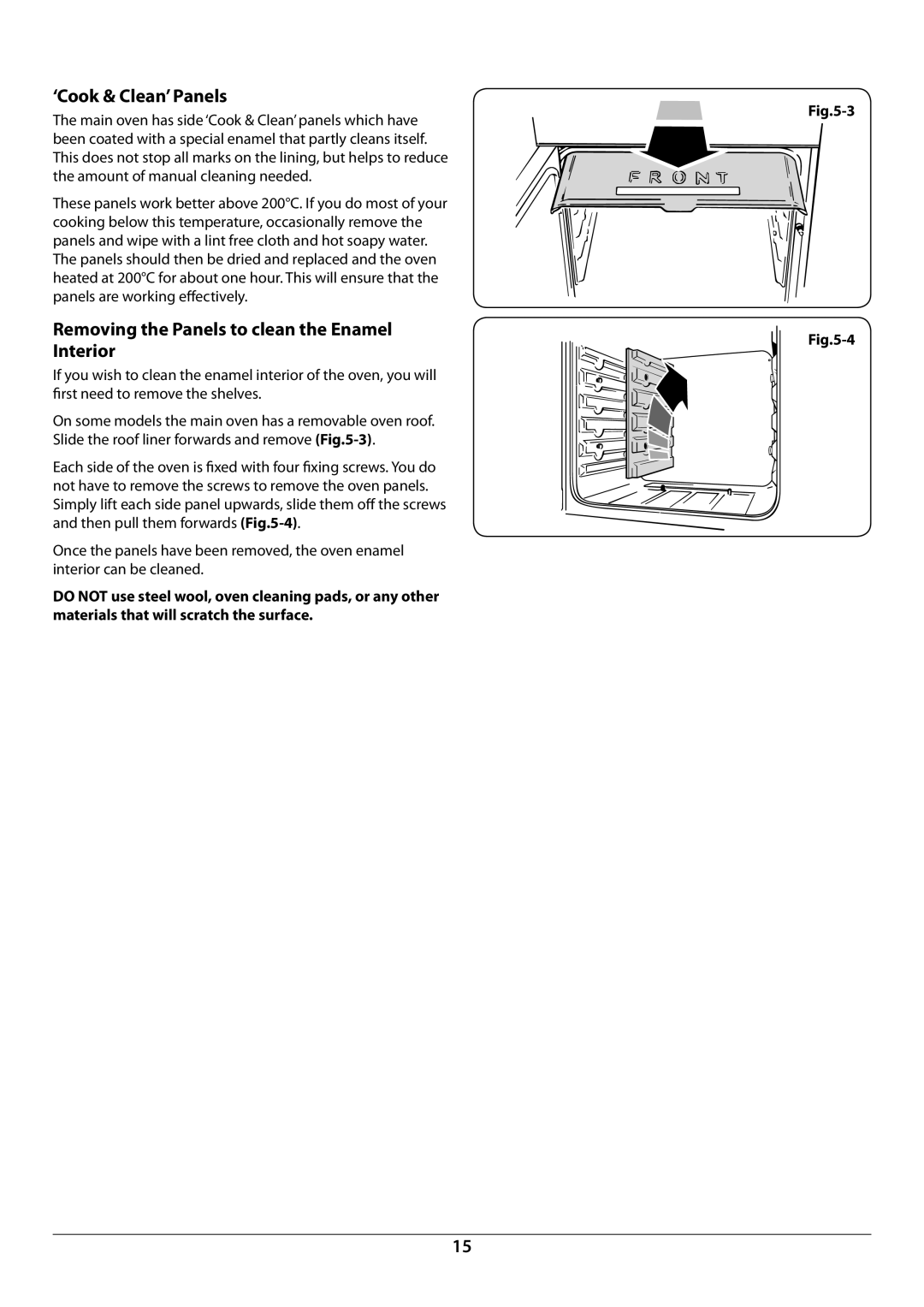 Rangemaster U109948 - 04 manual ‘Cook & Clean’ Panels, Removing the Panels to clean the Enamel Interior 