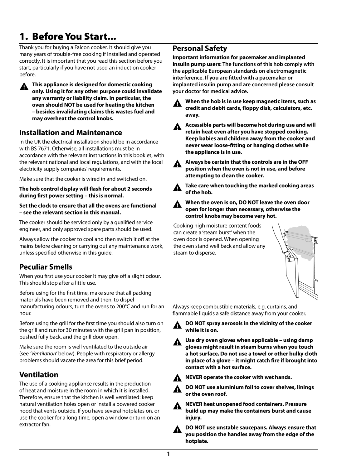 Rangemaster U109948 - 04 manual Before You Start, Personal Safety, Installation and Maintenance, Ventilation 