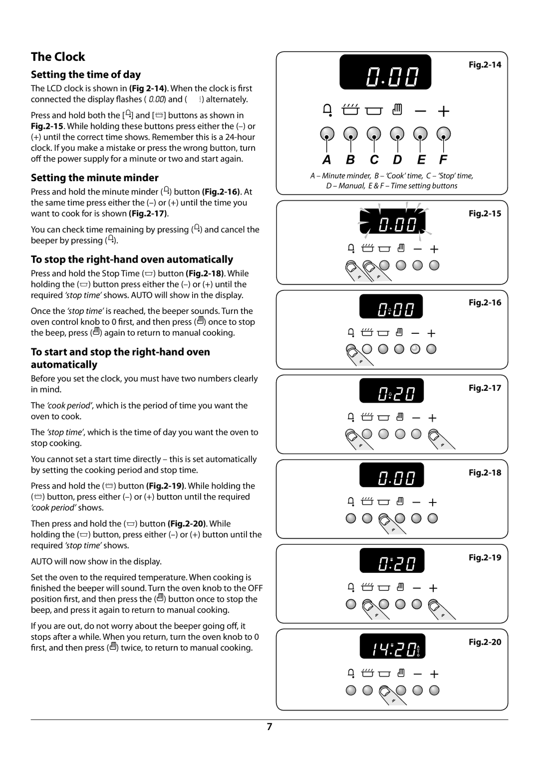 Rangemaster U109948 - 04 manual Clock, Setting the time of day, Setting the minute minder 