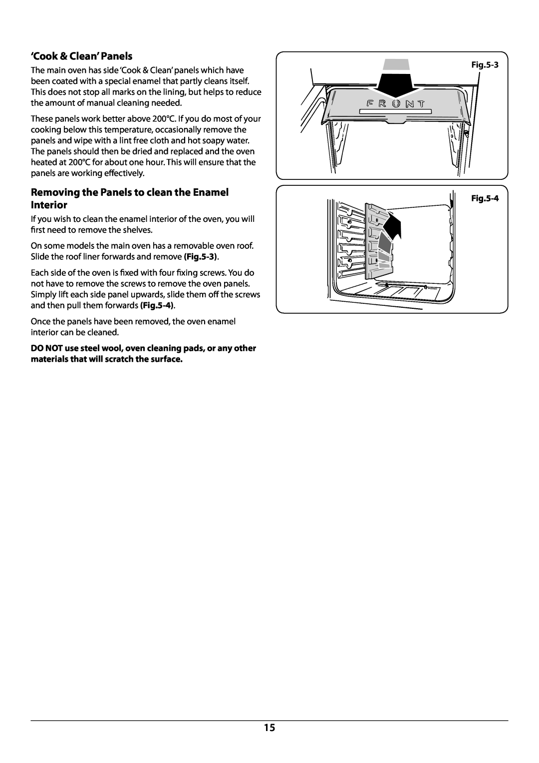 Rangemaster U109948 - 04 manual ‘Cook & Clean’ Panels, Removing the Panels to clean the Enamel Interior 