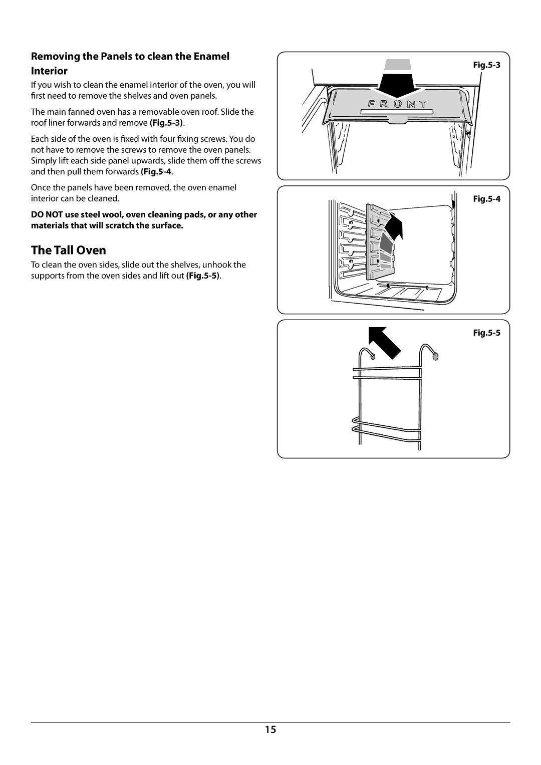 Rangemaster U109952 - 02 manual Tall Oven, Removing the Panels to clean the Enamel Interior 