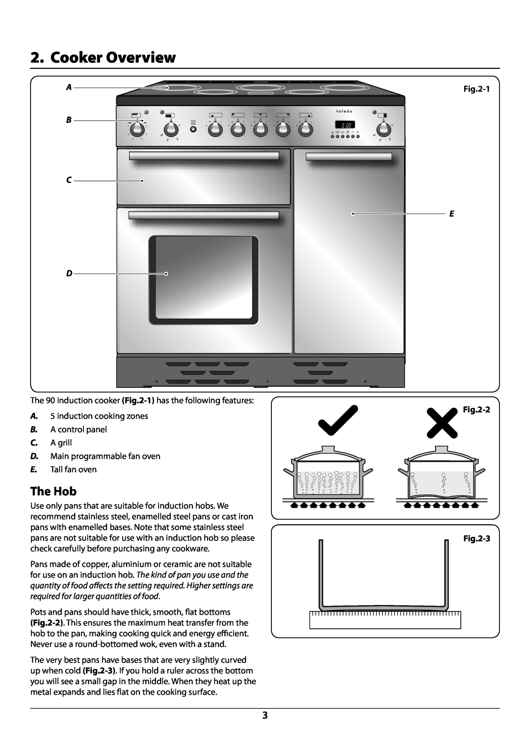 Rangemaster U109952 - 02 manual Cooker Overview, The Hob, DocNo.025-0011 - Overview - 90 induction - toledo 