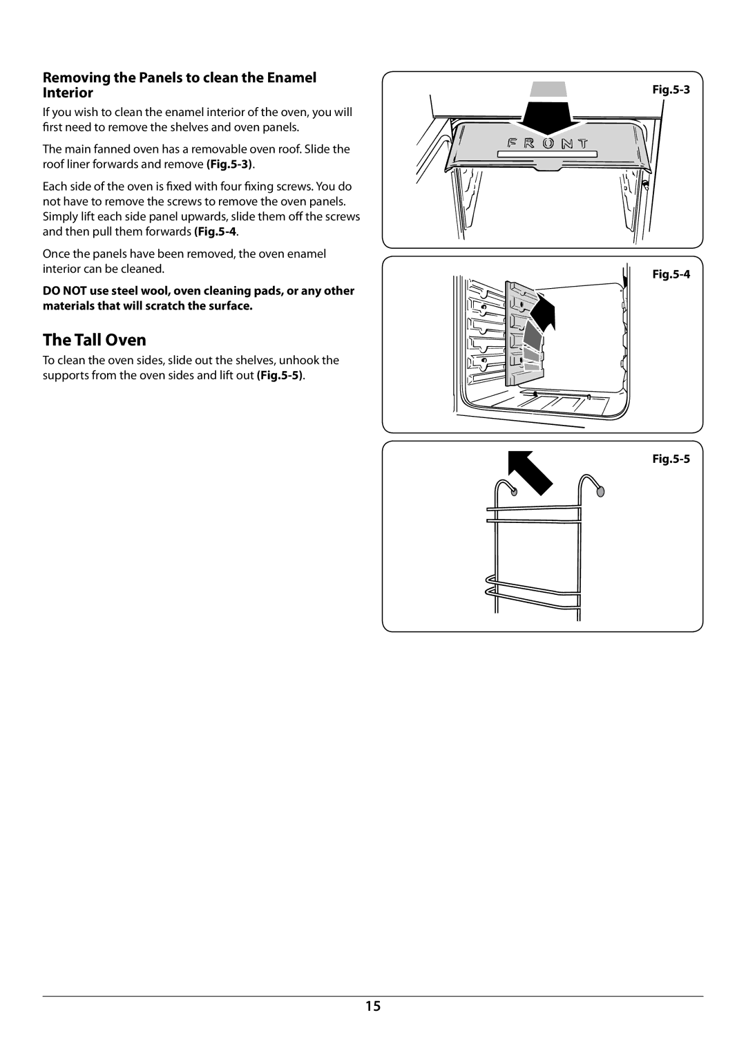 Rangemaster U109976 - 02 manual Tall Oven, Removing the Panels to clean the Enamel Interior 