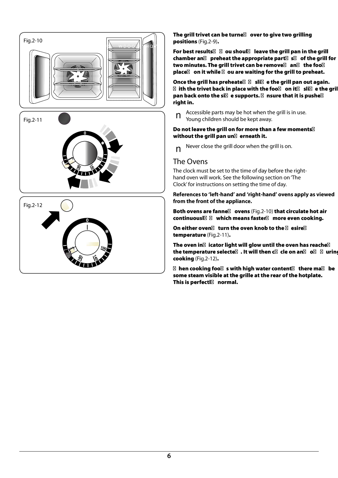 Rangemaster U109976 - 02 manual Ovens,  Never close the grill door when the grill is on 