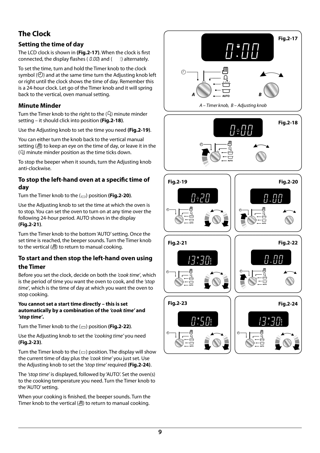 Rangemaster U109987 - 01 manual Clock, Setting the time of day, Minute Minder 