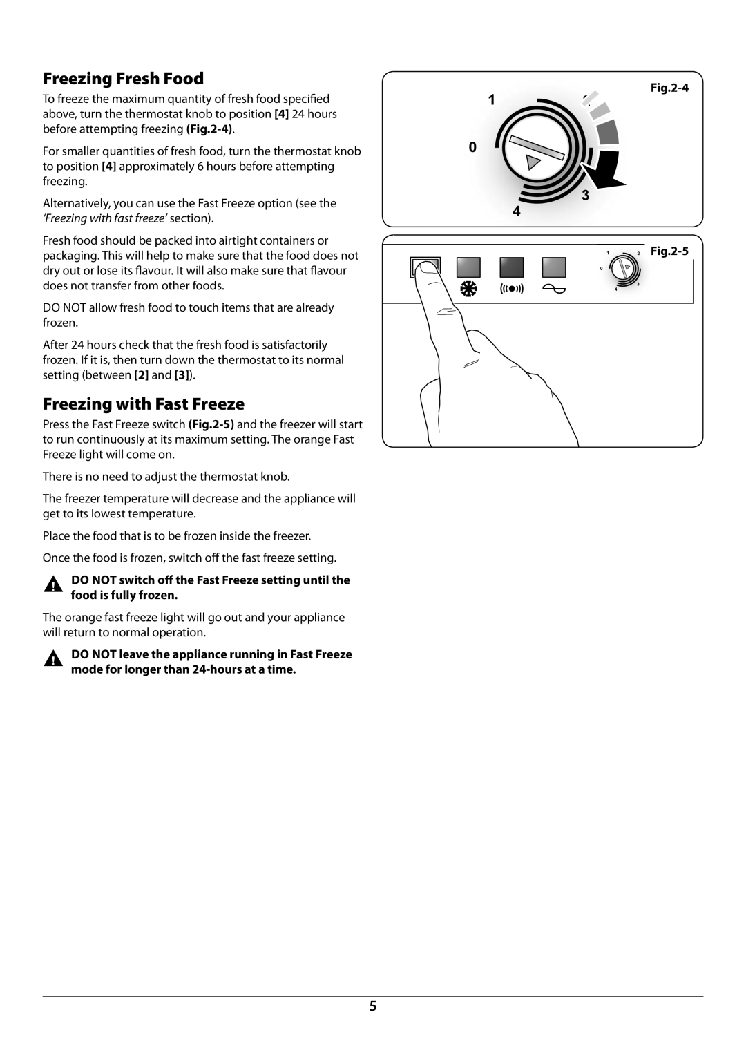 Rangemaster U110120 - 01A manual Freezing Fresh Food, Freezing with Fast Freeze 