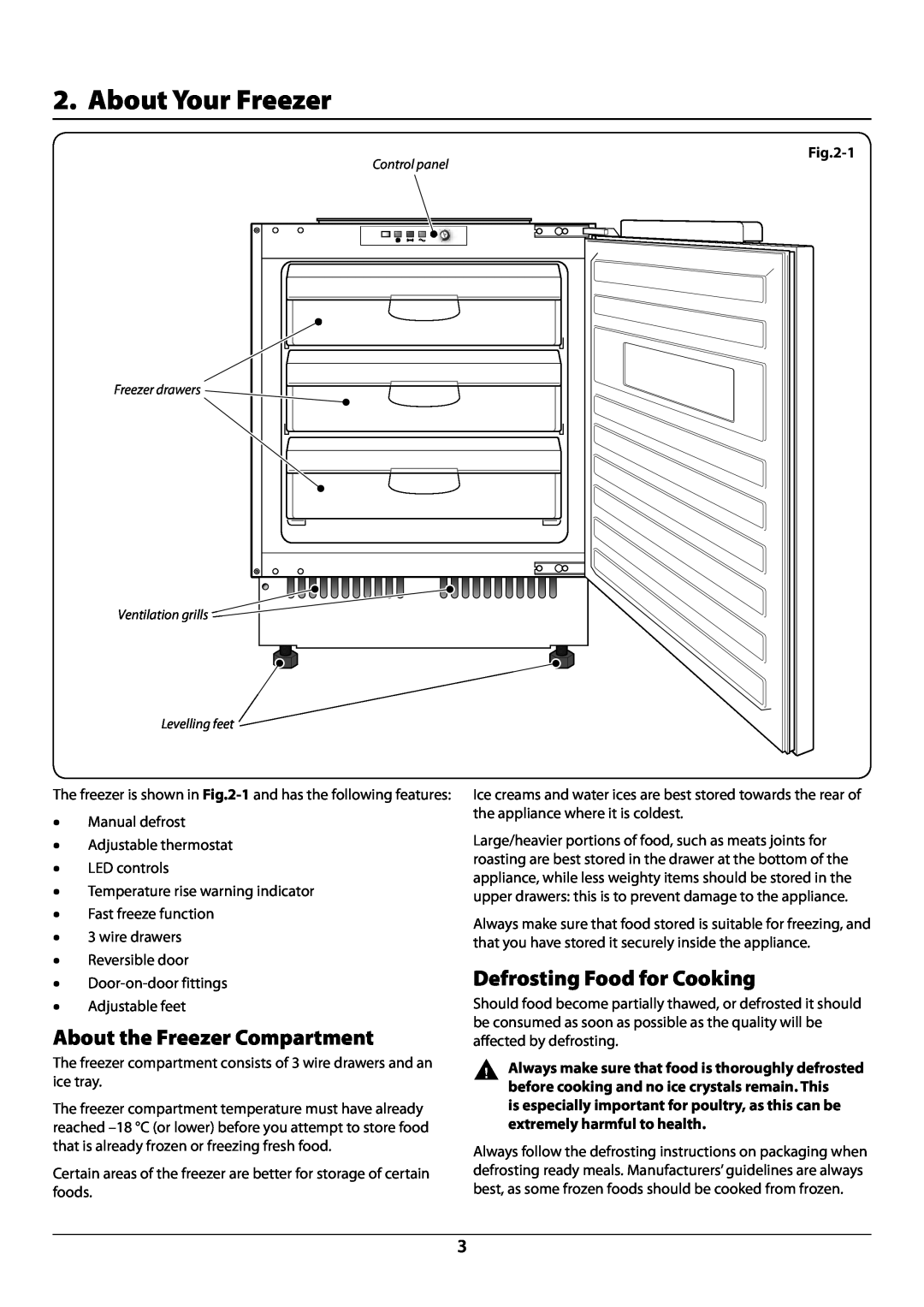 Rangemaster U110120 - 01A manual About Your Freezer, About the Freezer Compartment, Defrosting Food for Cooking 