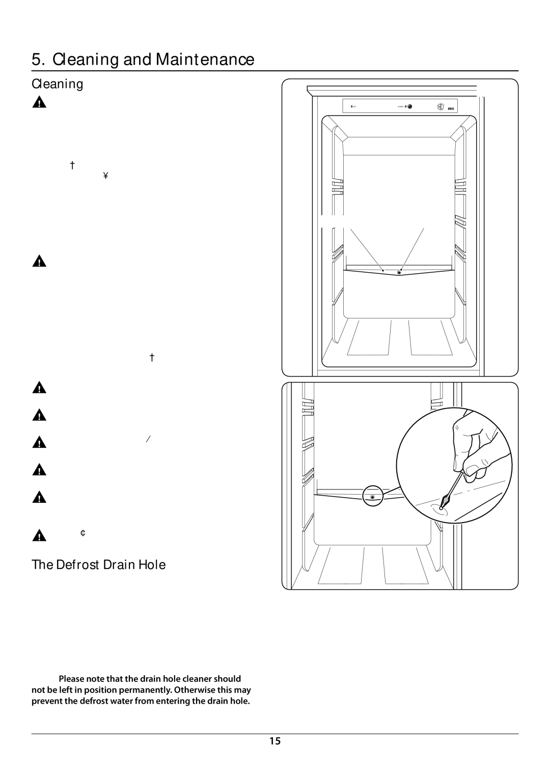 Rangemaster U110121 - 01A manual Cleaning and Maintenance, Defrost Drain Hole 