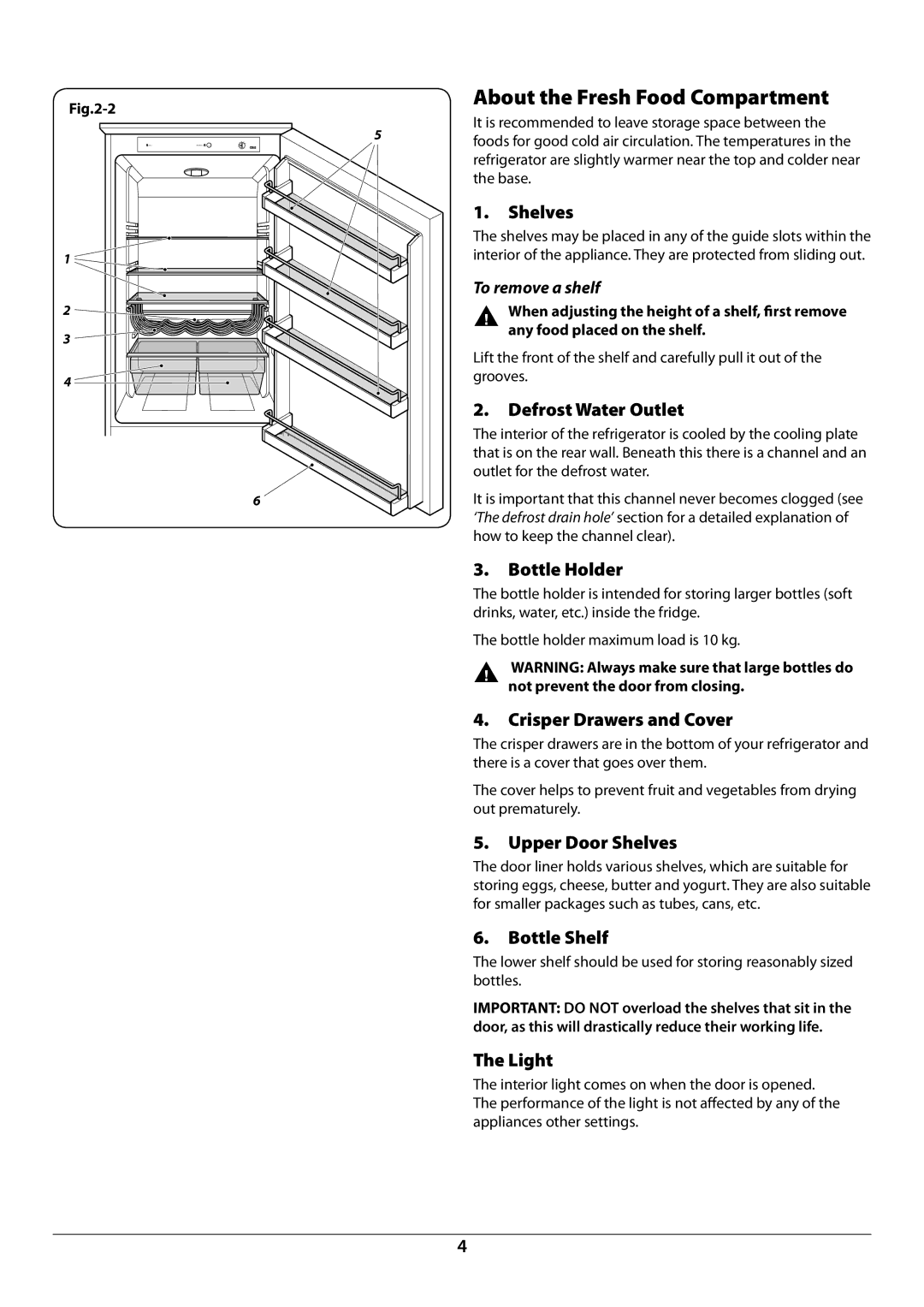 Rangemaster U110121 - 01A manual About the Fresh Food compartment 