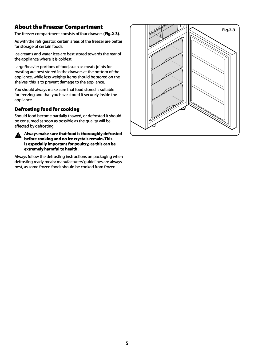 Rangemaster U110121 - 01A manual about the Freezer compartment, Defrosting food for cooking 
