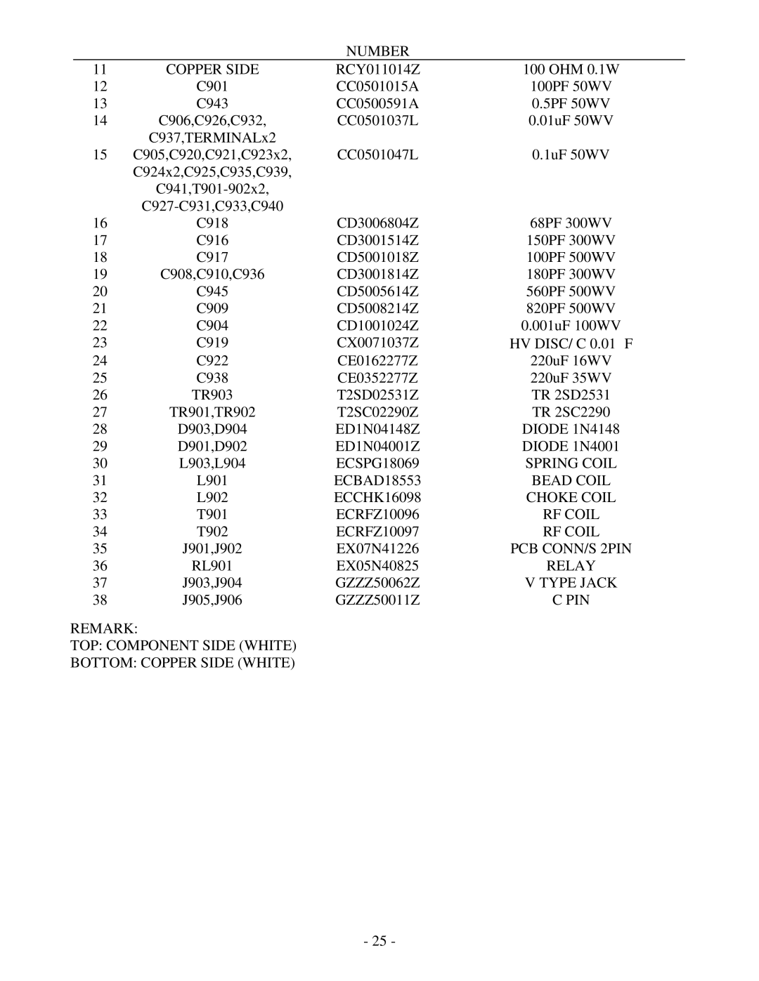 Ranger RCI-6300F HP, RCI-6300F TB Number Copper Side, Spring Coil, Bead Coil, Choke Coil, RF Coil, Relay, Type Jack 