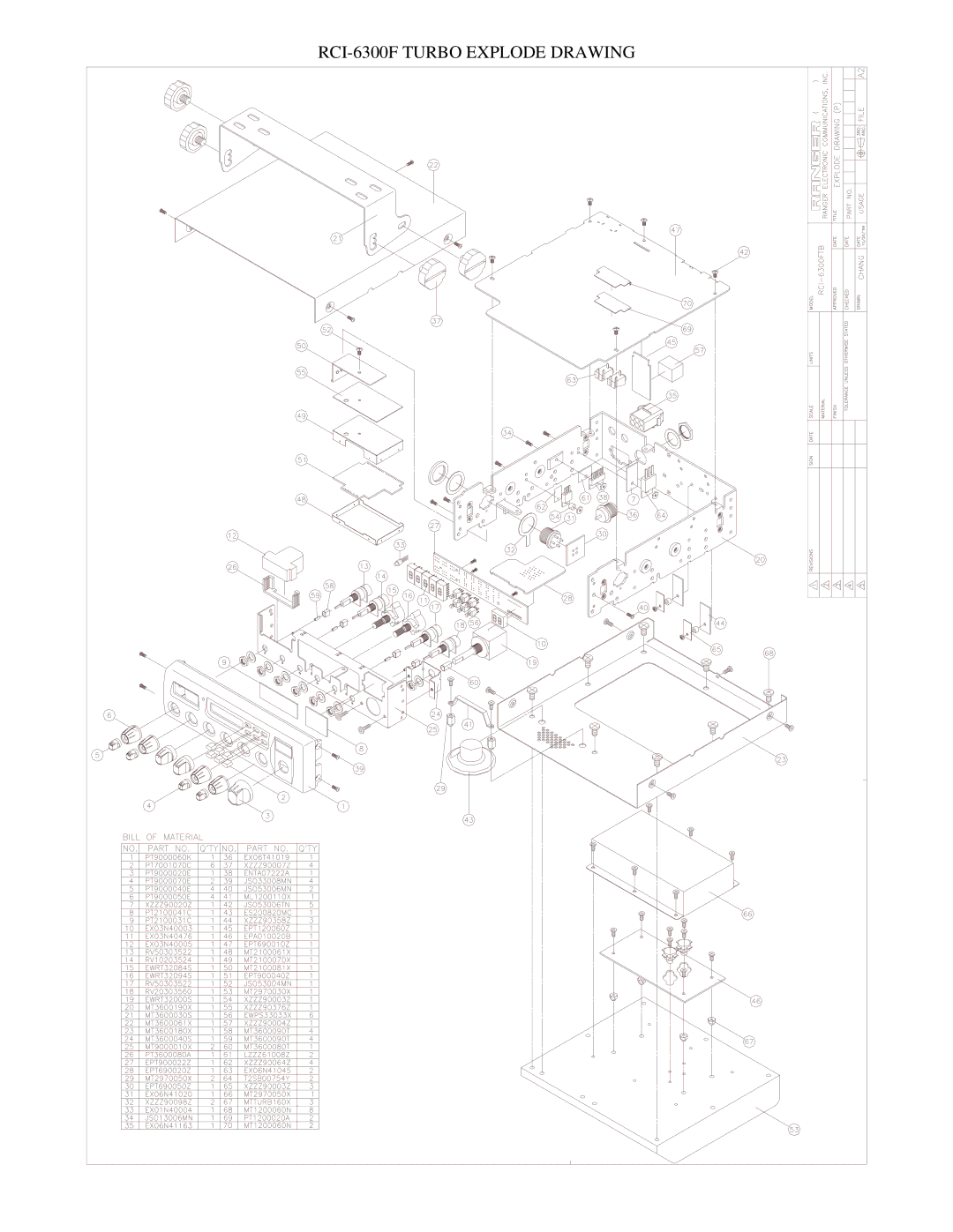 Ranger RCI-6300F HP, RCI-6300F TB service manual RCI-6300F Turbo Explode Drawing 