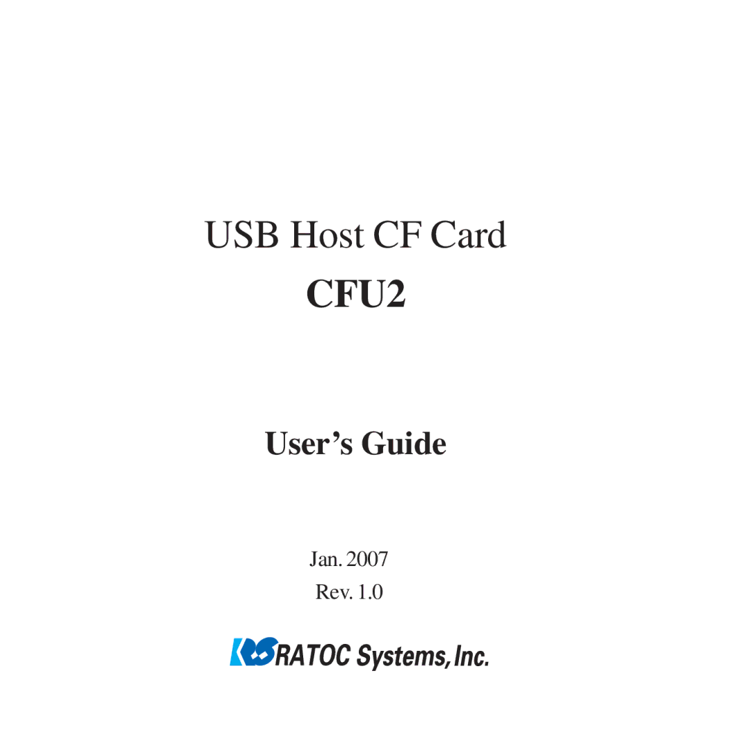 Ratoc Systems CFU2 manual 