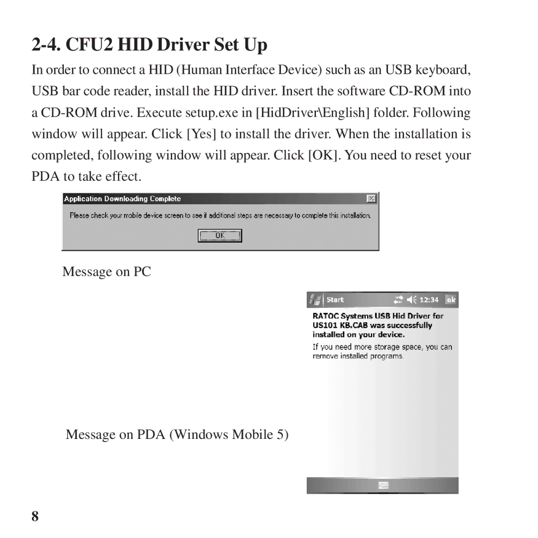 Ratoc Systems manual CFU2 HID Driver Set Up 