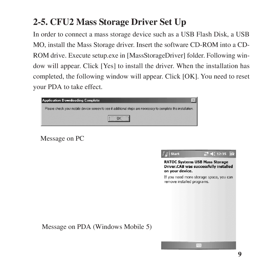 Ratoc Systems manual CFU2 Mass Storage Driver Set Up 