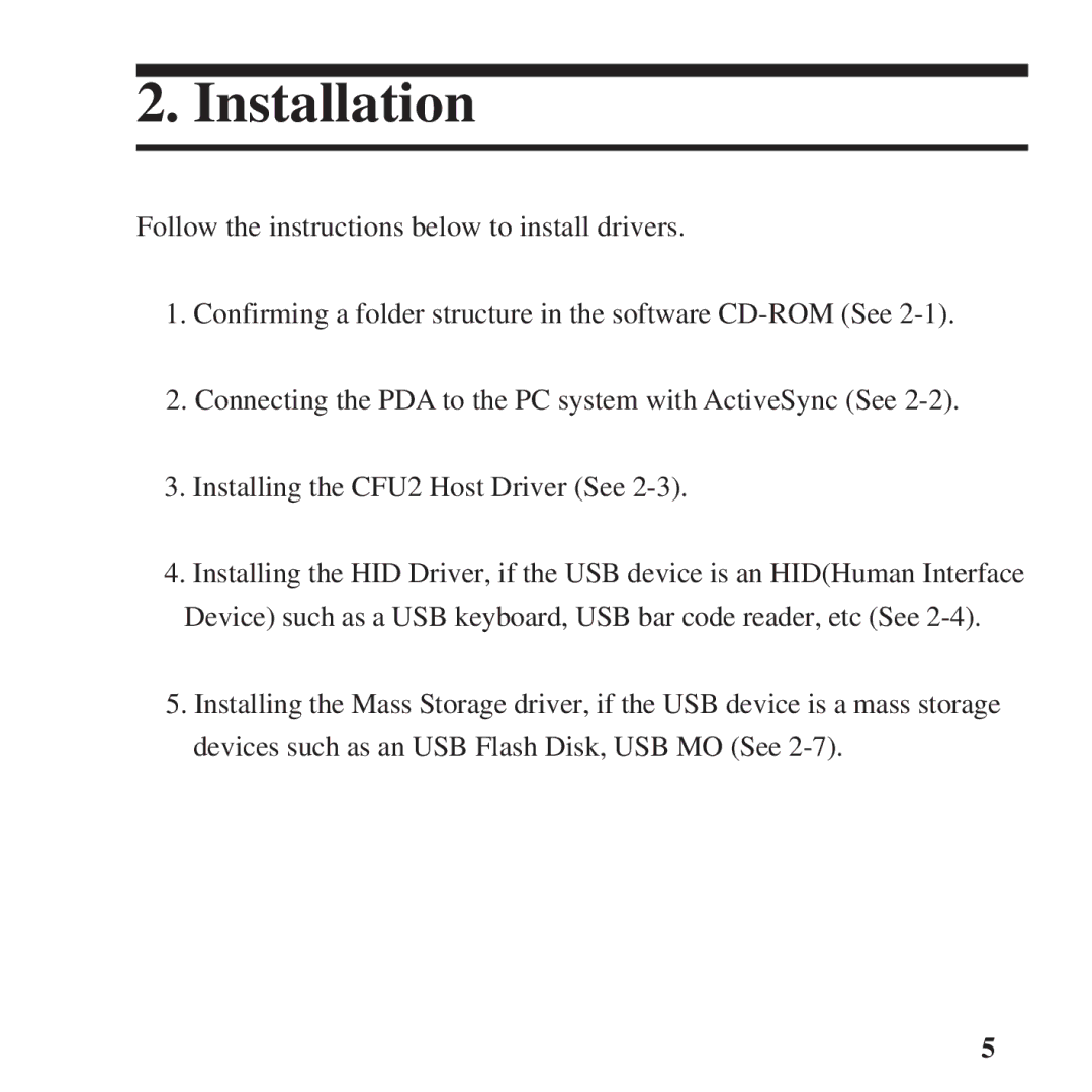 Ratoc Systems CFU2 manual Installation 