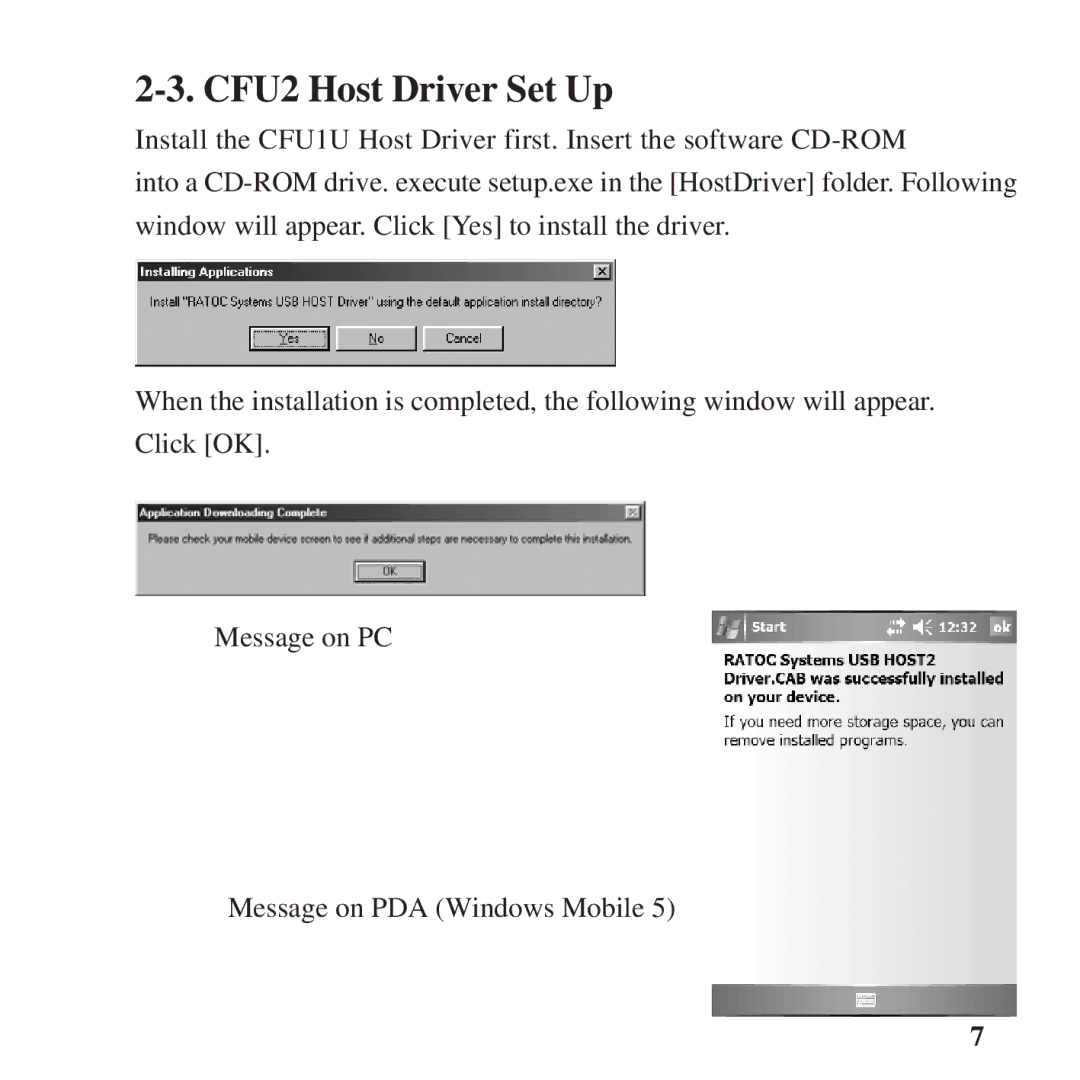 Ratoc Systems manual CFU2 Host Driver Set Up 