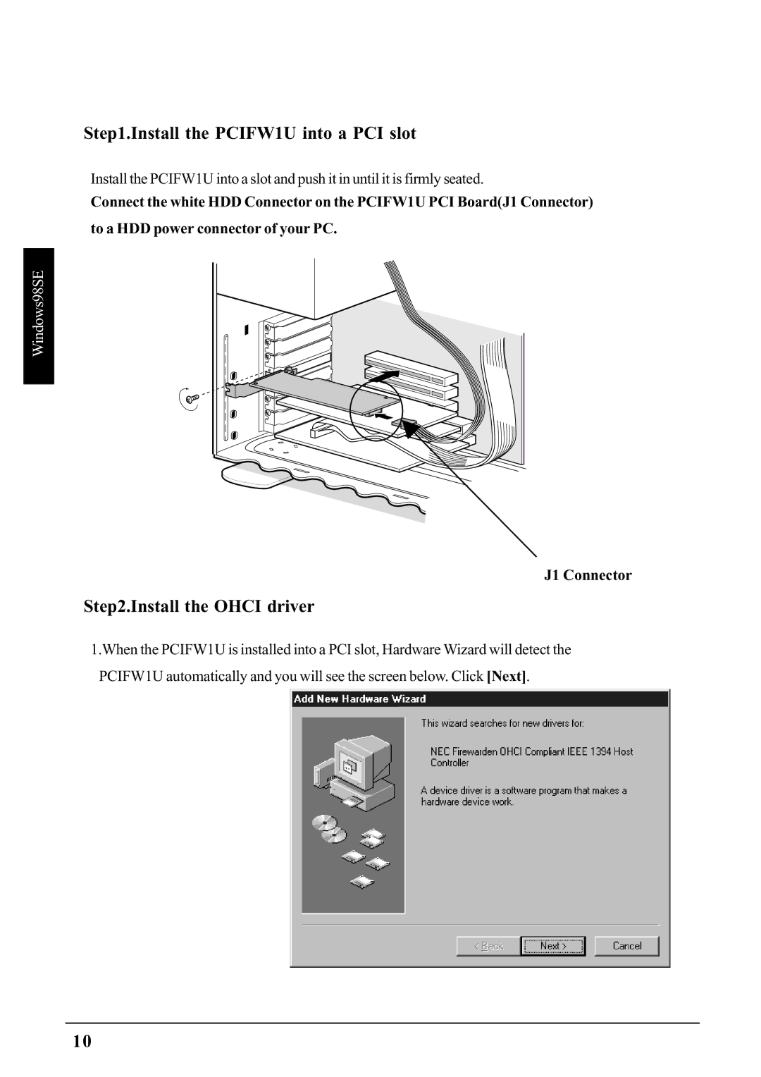 Ratoc Systems PCIFW1U manual 98SEWindows 