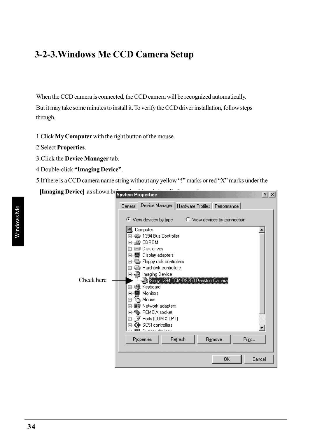 Ratoc Systems PCIFW1U manual Windows Me CCD Camera Setup 